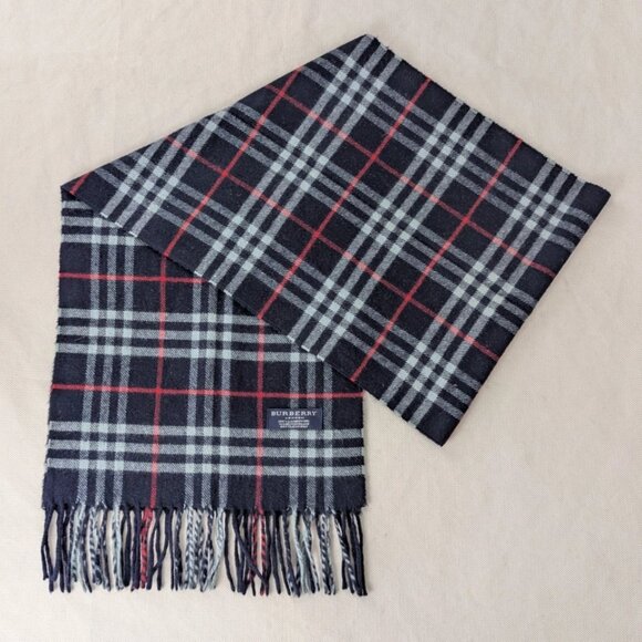 Authentic Pre-Owned Burberry Lambswool Scarf Blue – Unisex Check – Premium Wrap - Picture 1 of 7